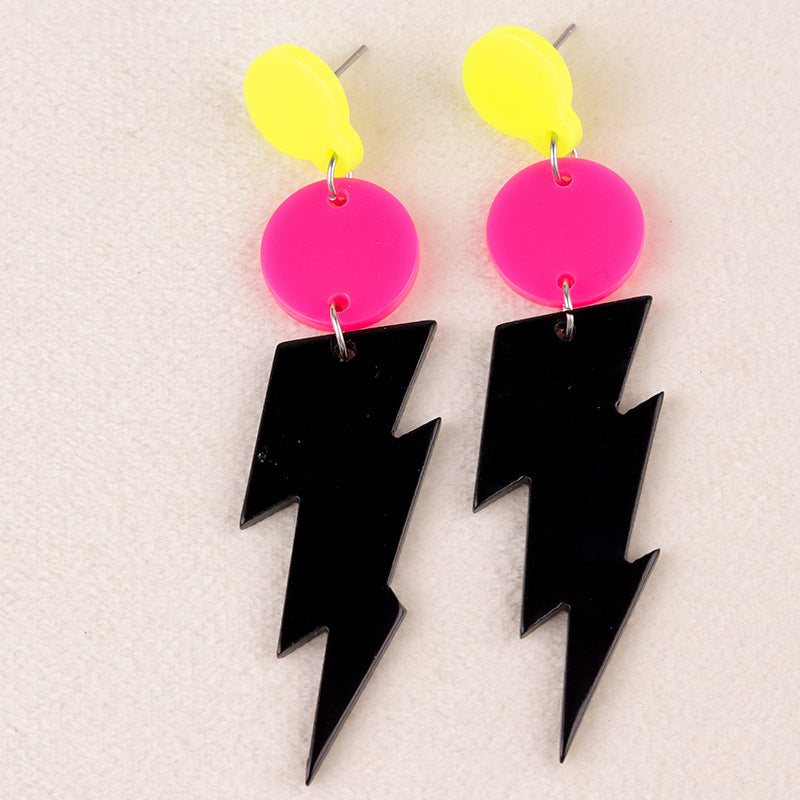 Women's Lightning Ear Fluorescent Color Design Contrast Personality Earrings