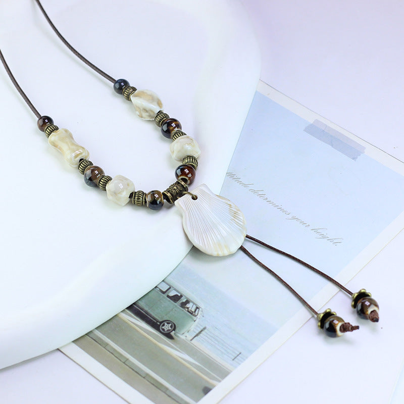 Ceramic Sweater Chain Jewelry Beaded Chinese Female Light Luxury Necklaces