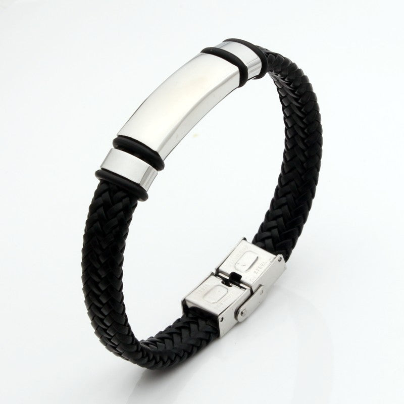 Women's & Men's Braided Rope Korean Style Stainless Steel Leather Couple Small Bracelets
