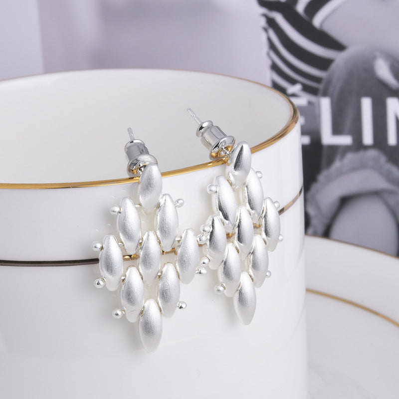 Metal Cold Style Brushed Fashion Personality High Sense Stud Earrings