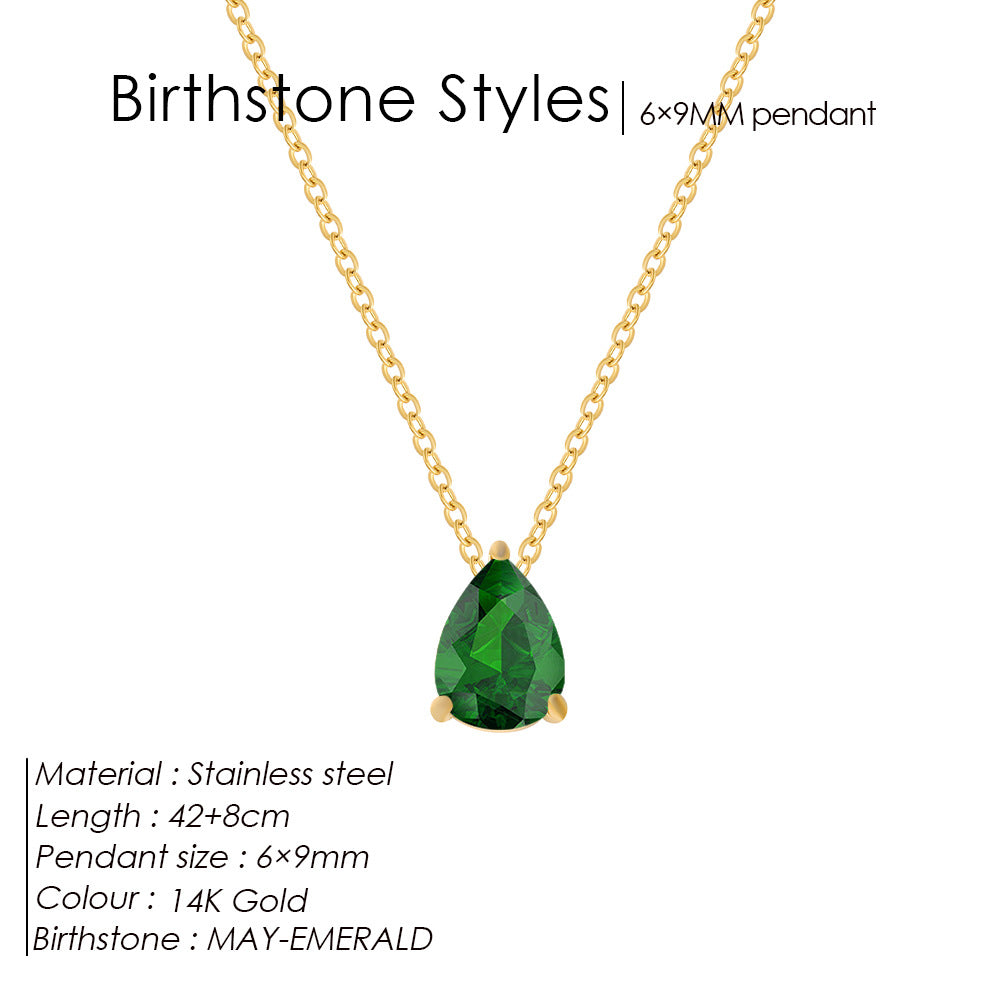 Zircon Month Birthstone Birthstones Vacuum Electroplating Necklaces