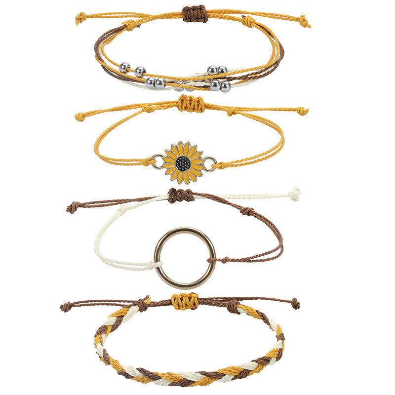 Strap Waterproof Wax Line Hand-woven Sunflower Bracelets