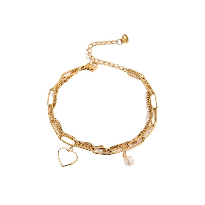 Style Personality Double Layer Temperament Wild Peach Heart Bracelets