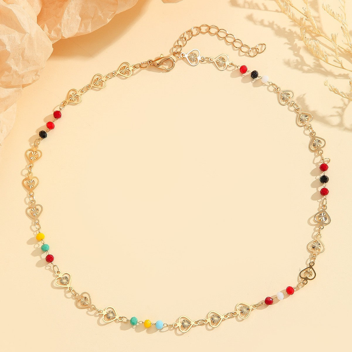 Trend Multicolor Cutout Love Female Simple Necklaces