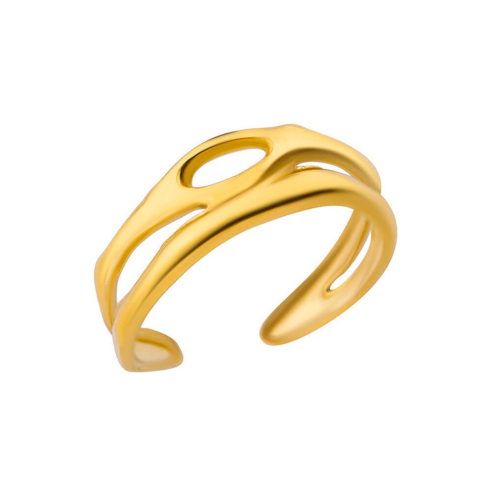 Snake Gold-plated Stainless Steel Oil Pressure Four-leaf Rings