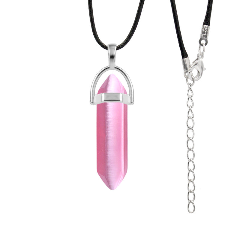 Natural Stone Hexagon Prism Fashion Crystal Necklaces