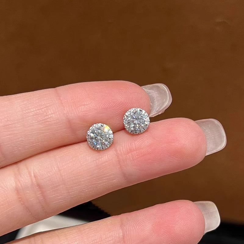 Women's Sterling Sier Needle Topaz Blue Zircon Earrings