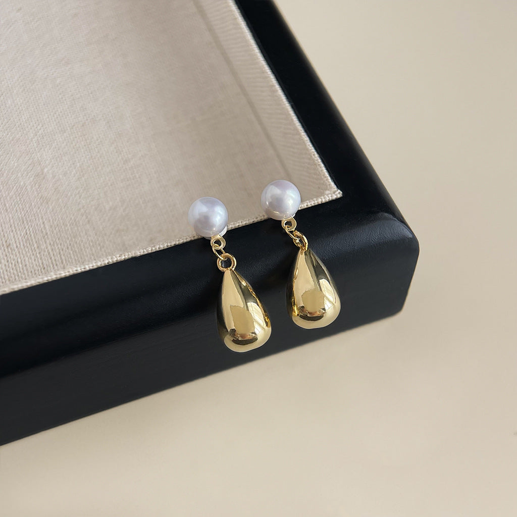 Geometric Ear Personality Simple Natural Pearl Earrings