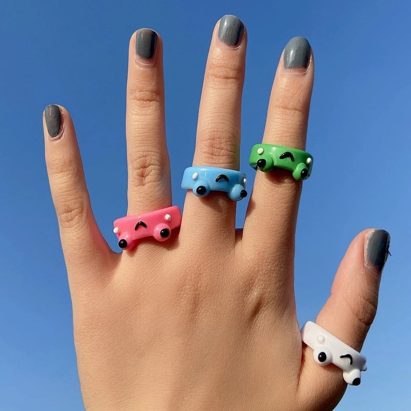 Frog Green Pair For Couple Resin Rings
