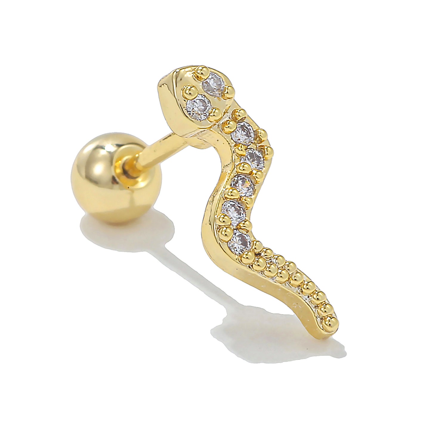 Rod Piercing Micro Inlaid Zircon Double Earrings