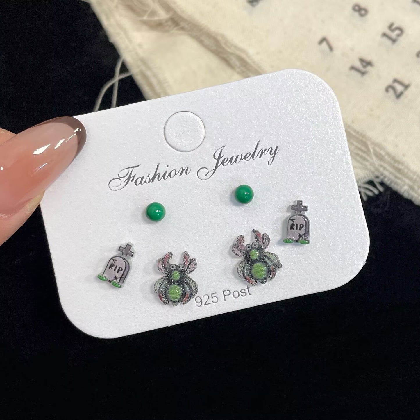Halloween Monster Earings Set Sier Needle Earrings