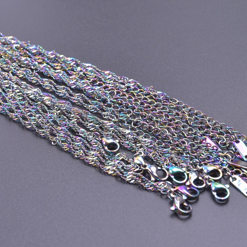 Wave Chain Golden Clavicle Stainless Steel Necklaces