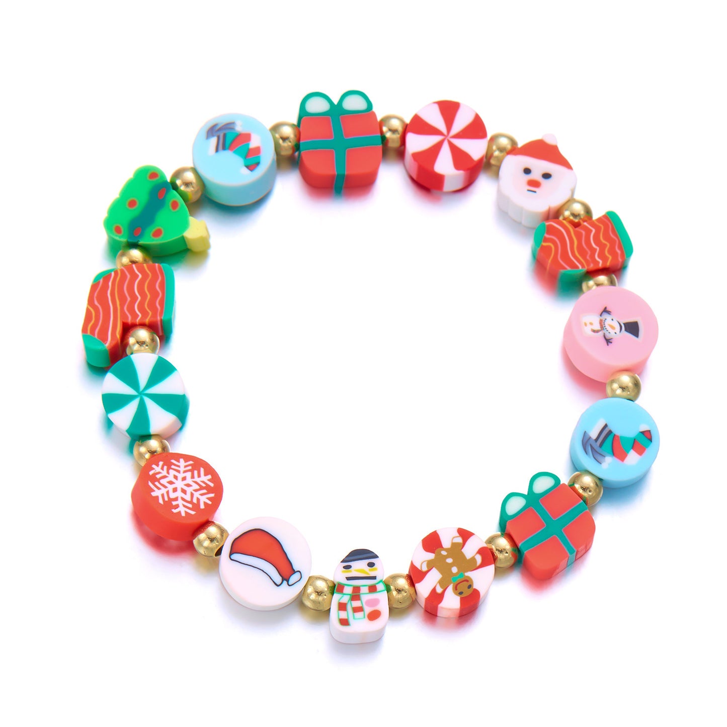 Christmas Fashion Polymer Clay Santa Snowman Bracelets
