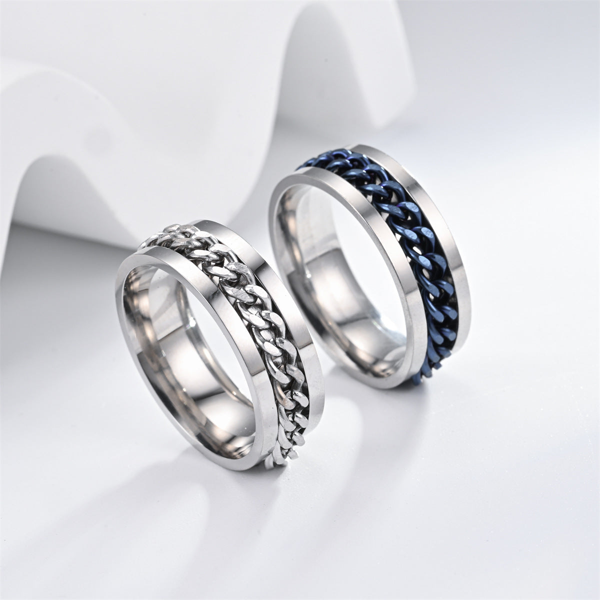 Men's Titanium Steel Rotating Chain Rotatable Decompression Rings