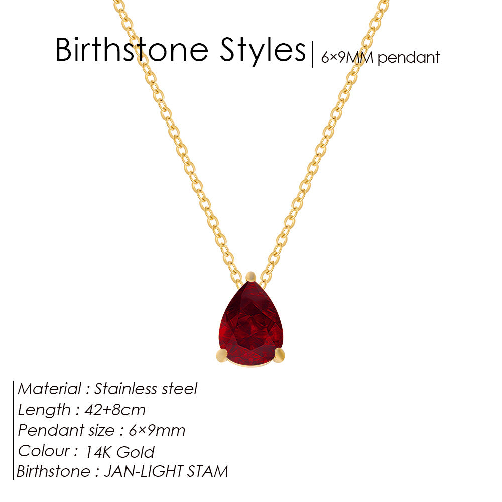 Zircon Month Birthstone Birthstones Vacuum Electroplating Necklaces