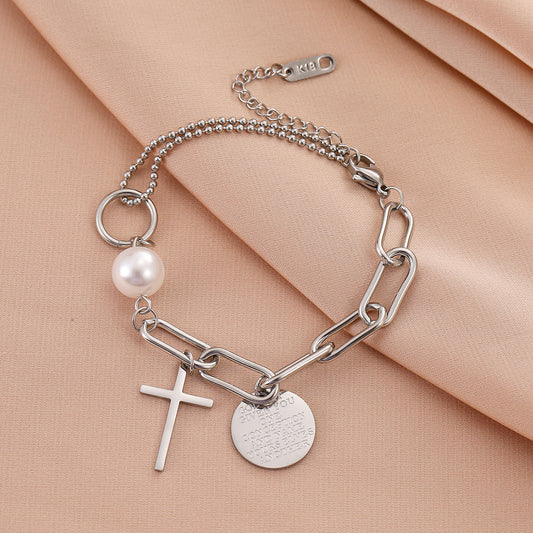 Cross Titanium Steel No Fading Gold Bracelets