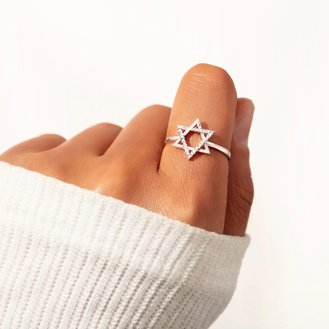 Women's Sterling Sier Hexagonal Mango Simple Fashion Rings