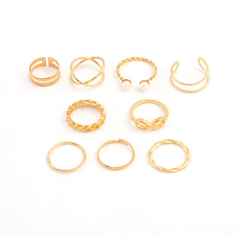 Punk Gold Wide Chain Suit Pcs Set Fashion Rings