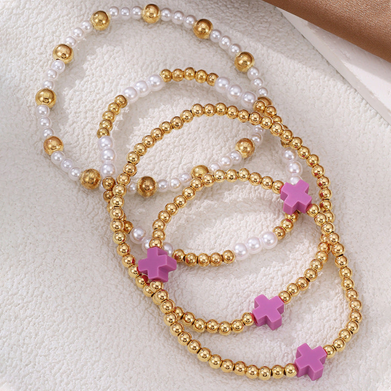 Plus Beaded Set Dopamine Mixed Color Bracelets