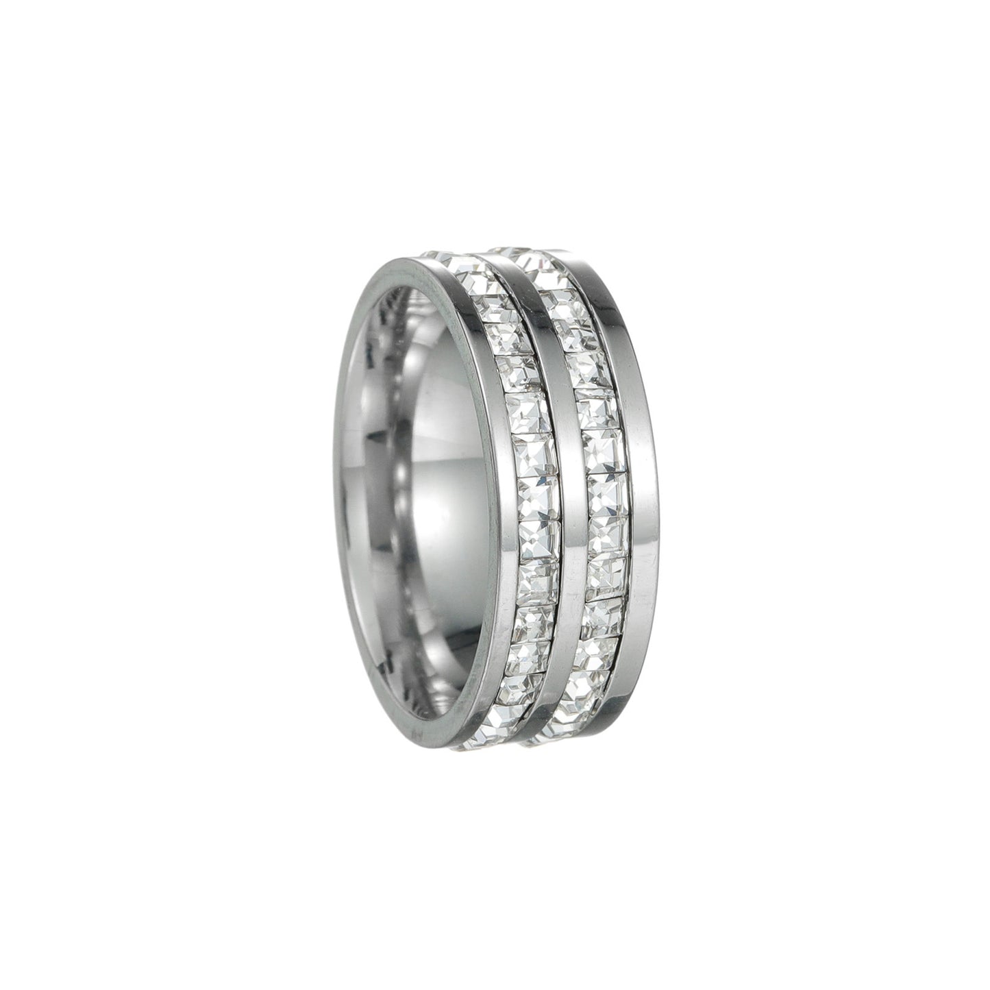 Square Diamond Zircon Titanium Steel Starry Rose Gold Popular Rings
