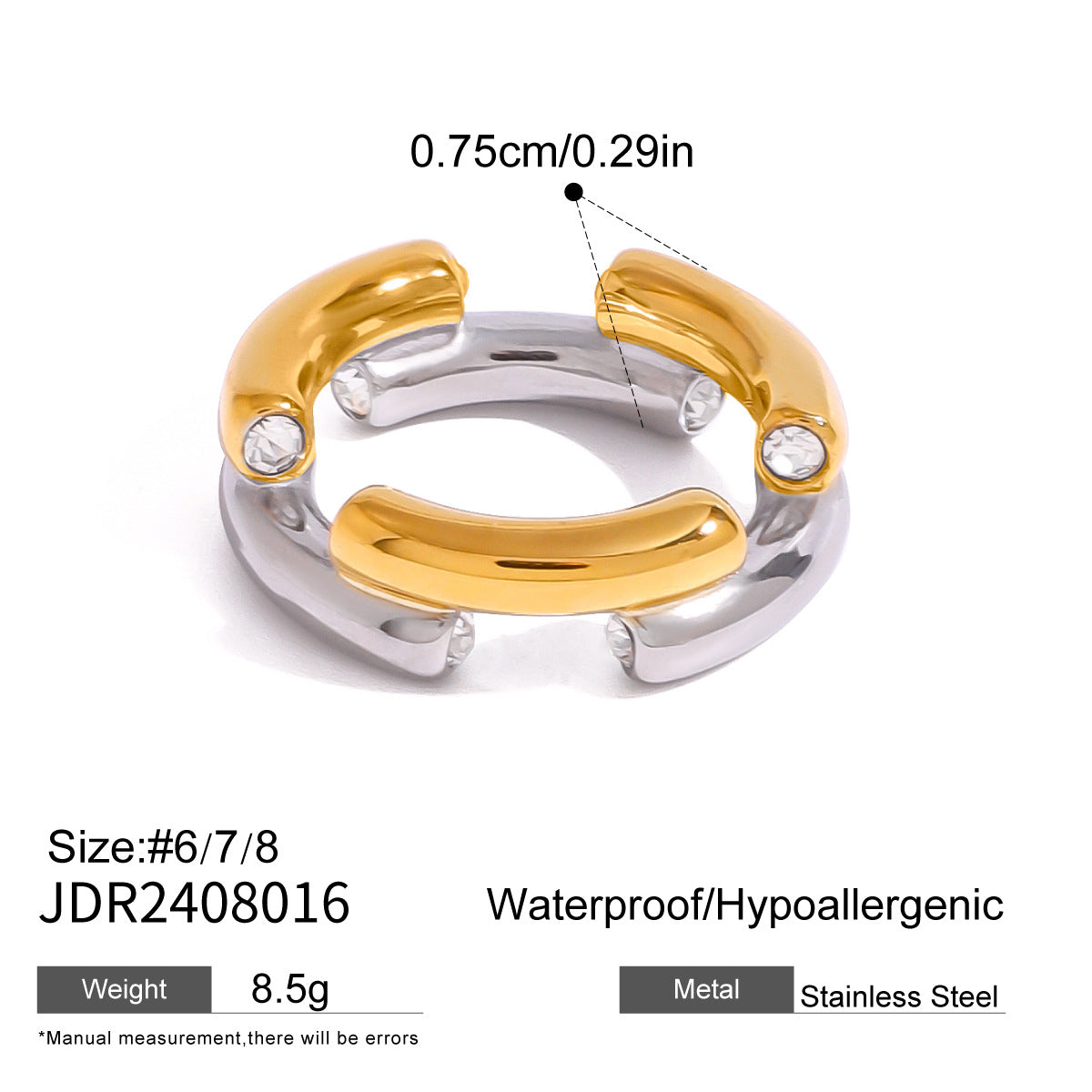 Design Stainless Steel Gold Sier Contrast Color Earrings