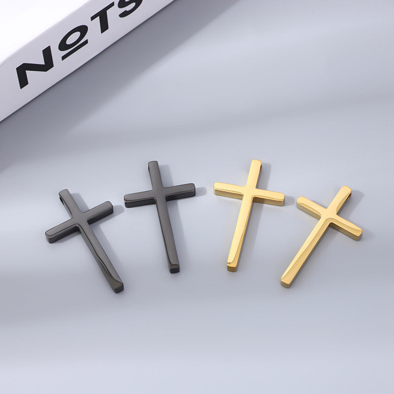 Men's Stainless Steel Three-dimensional Perforated Cross Simple Necklaces