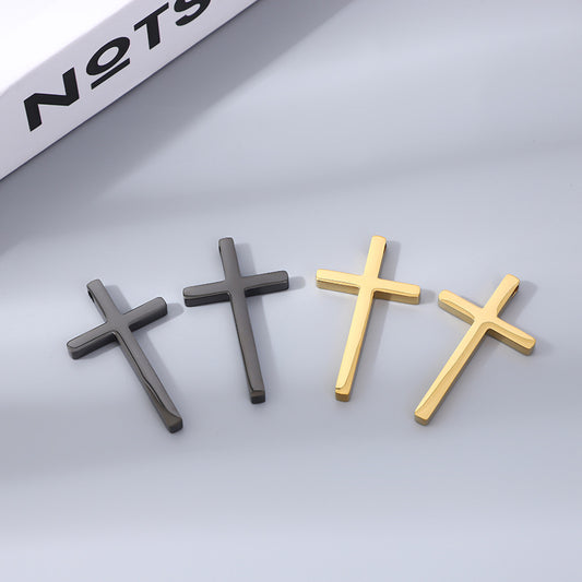 Men's Stainless Steel Three-dimensional Perforated Cross Simple Necklaces