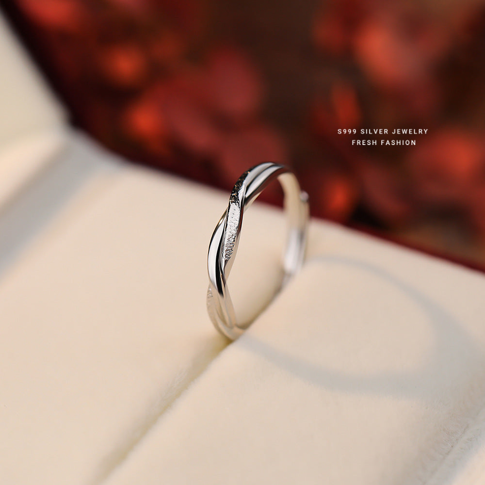 Sier Mobius Strip Couple Simple Design Valentine's Day Rings