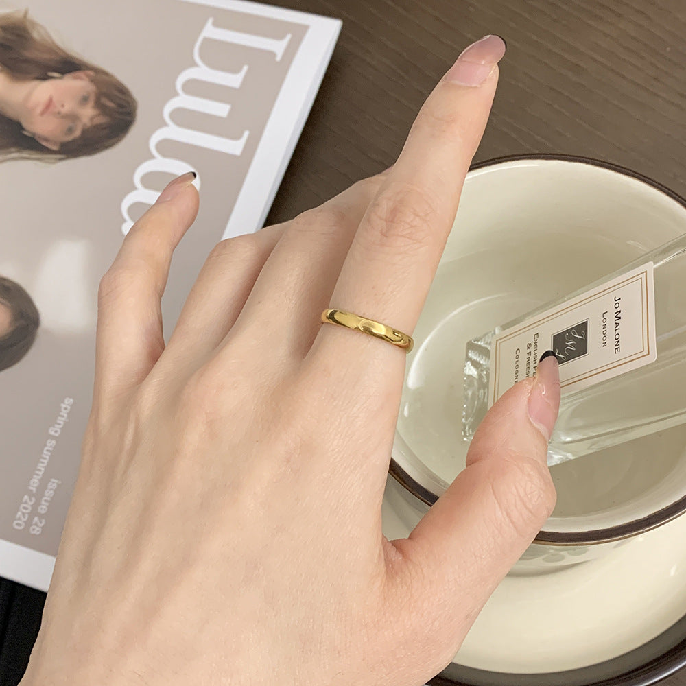 Girlfriends Simple Twin Narrow Edge Titanium Rings