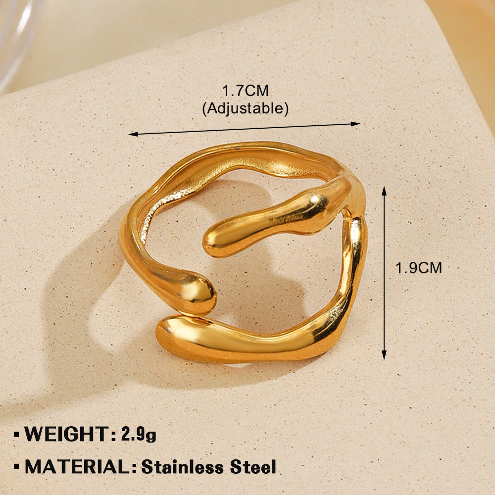 Stainless Steel Shaped Opening Gold-plated Irregular Rings
