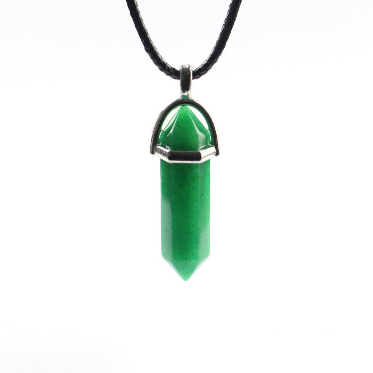 Natural Stone Hexagon Prism Fashion Crystal Necklaces