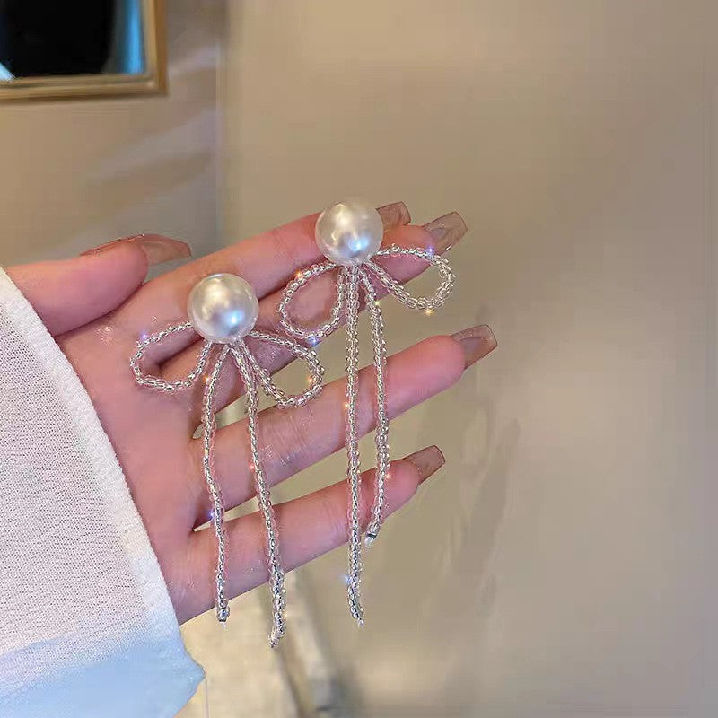 Summer Tassel Bow Pearl Grace Advanced Mesh Rings