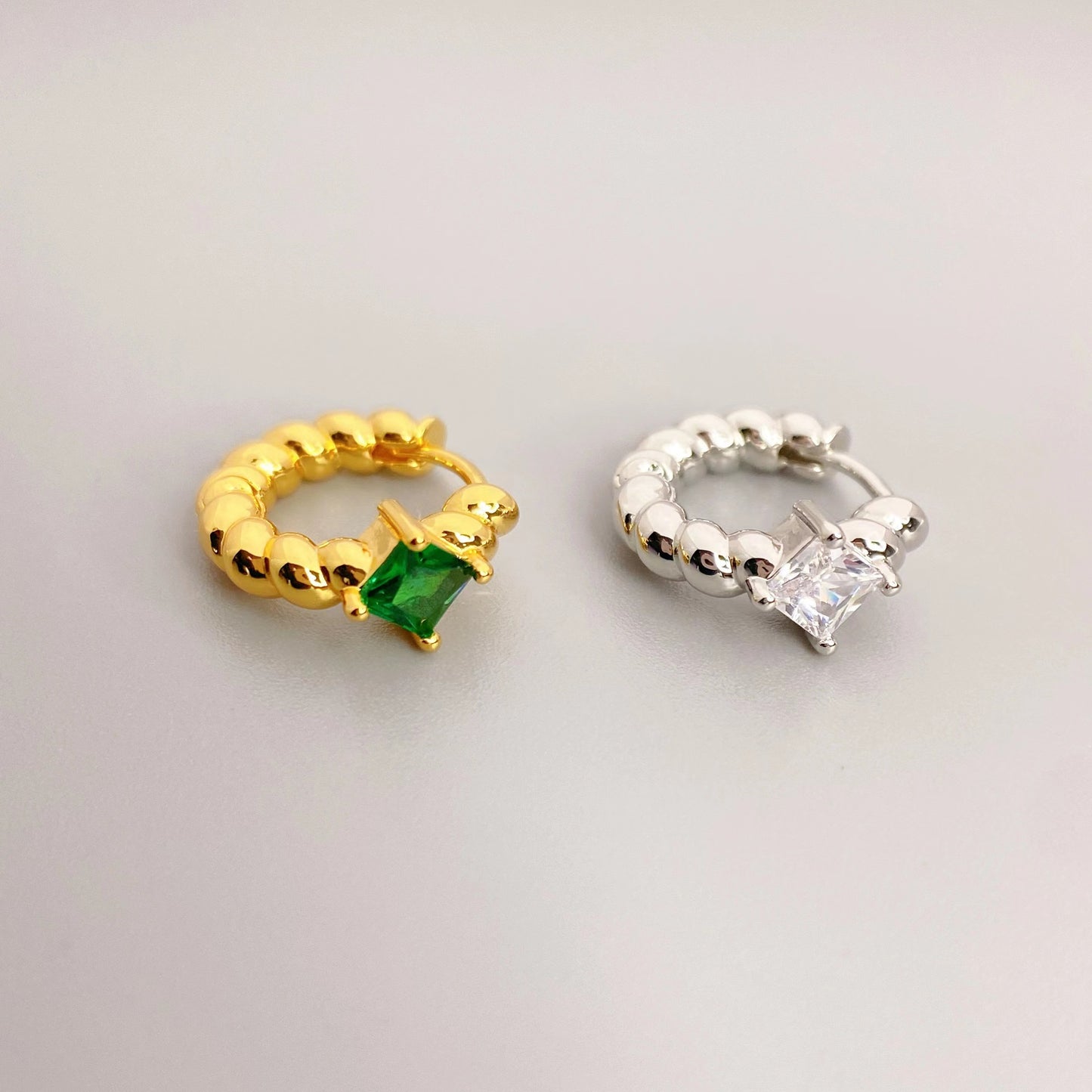 Inlaid Square Gem Trendy Female Spiral Rings