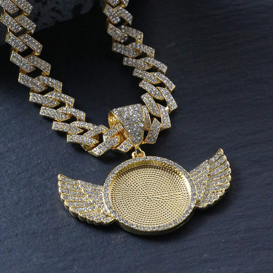 Wings Full Diamond Base Support Personality Necklaces
