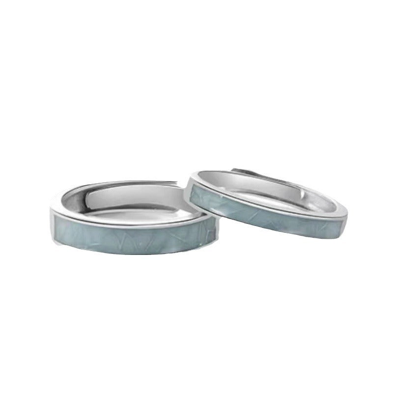 Light Luxury Gift Blue White Porcelain Couple Female Male Rings