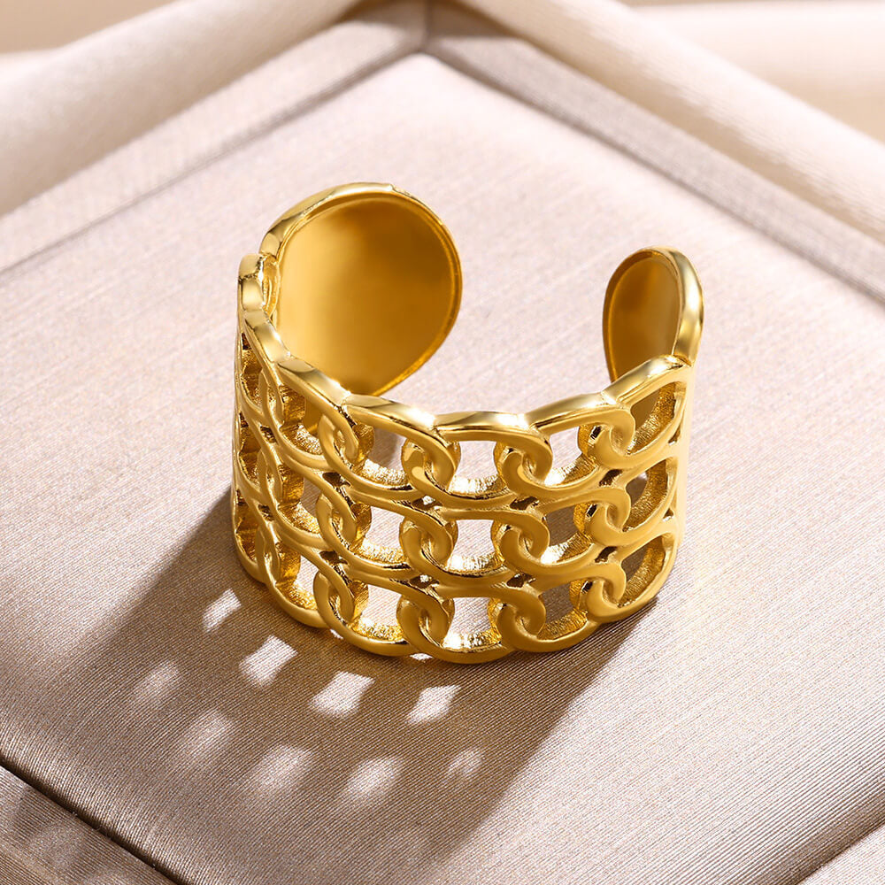 Women's & Men's Stainless Steel Snake Geometric Hollow Gold-plated Rings