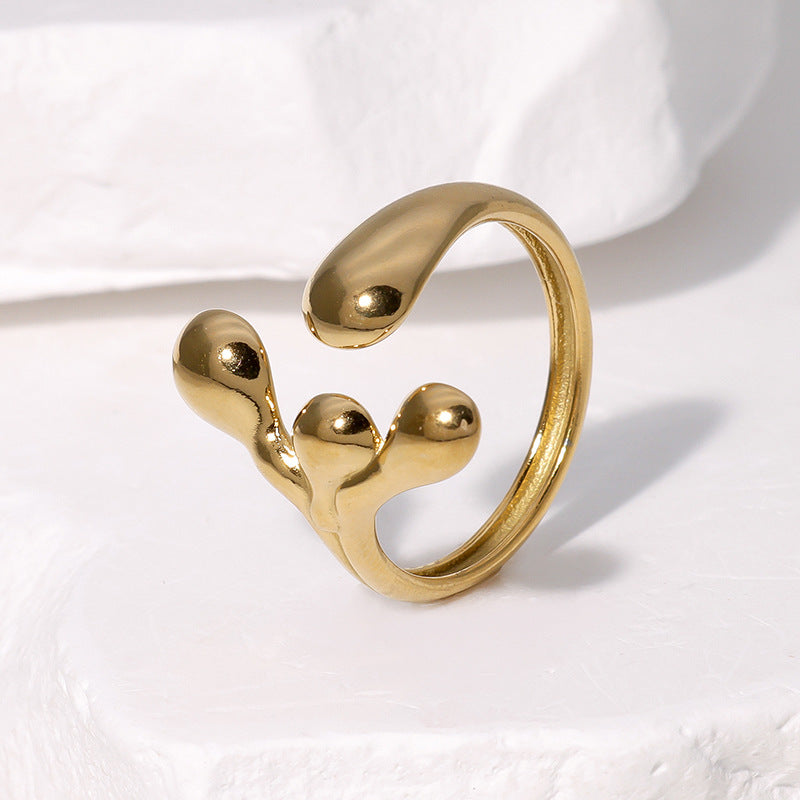 Simple French Style High-grade Color Cold Rings