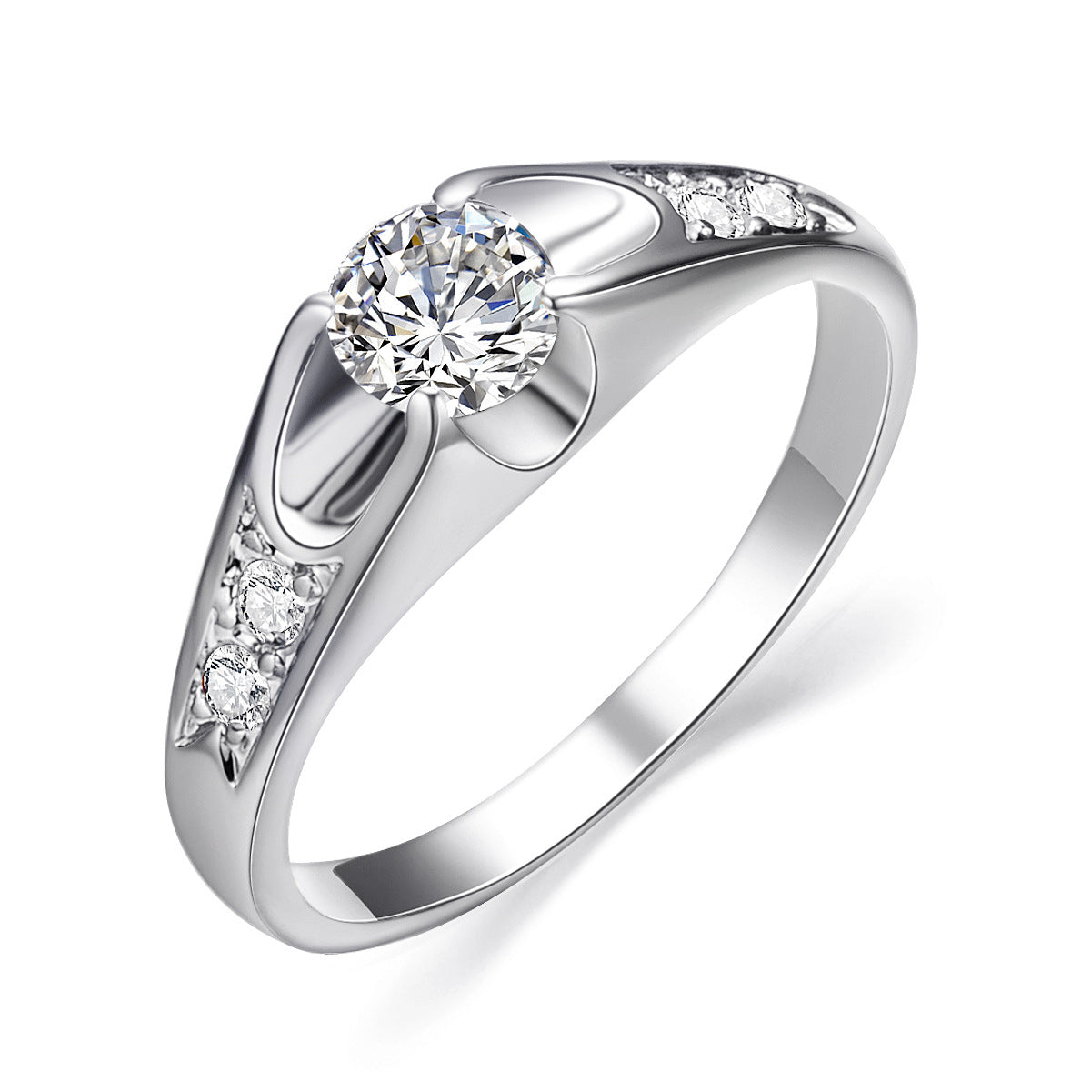 Women's Small Round Diamond Copper Plating Rose Gold Simple Ring