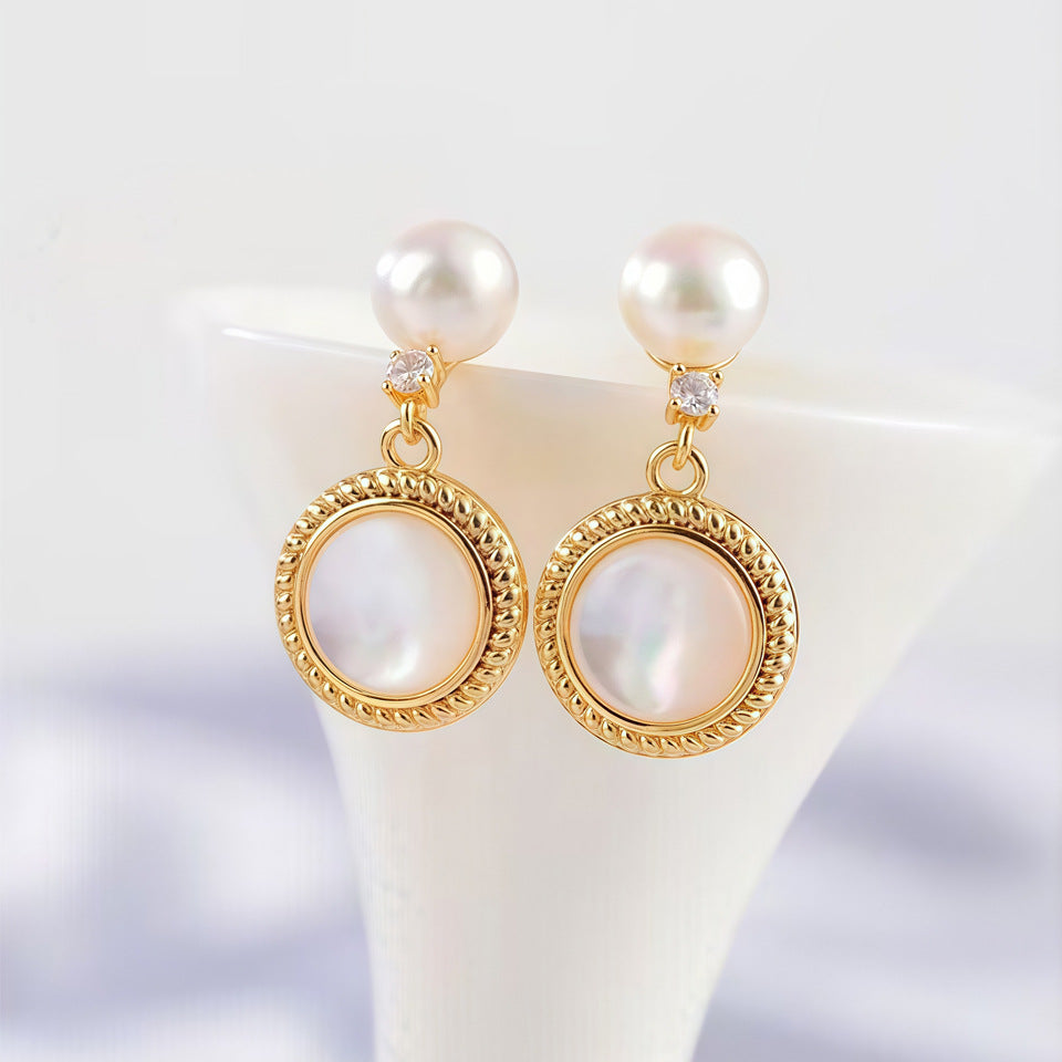 Freshwater Pearl Ear Sier Needle Light Luxury High-grade Fritillary Earrings