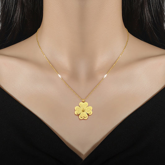 Foil Four-leaf Flower Minimalist Air Furnace Real Female Necklaces