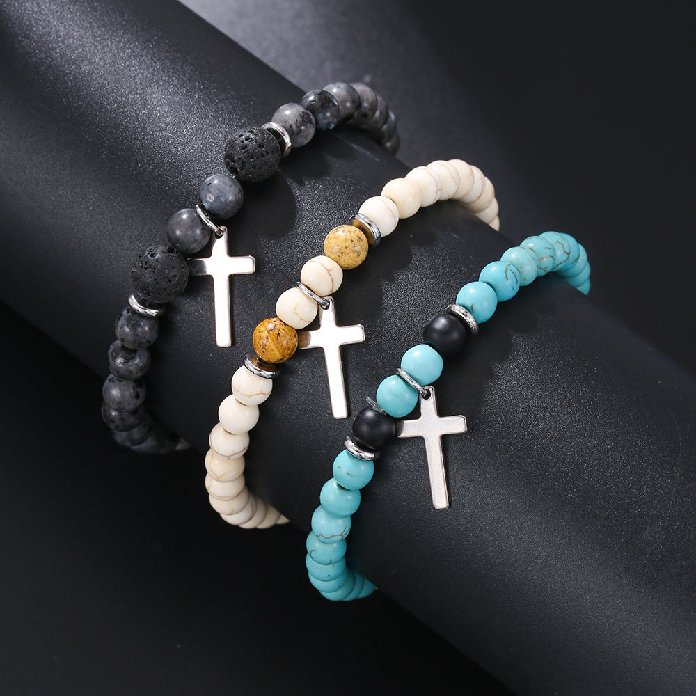 Bohemian Turquoise Beaded Ethnic Style Cross Bracelets