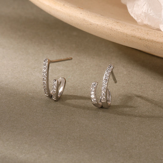 Women's Sterling Sier Retro Minority Circle Gold Earrings