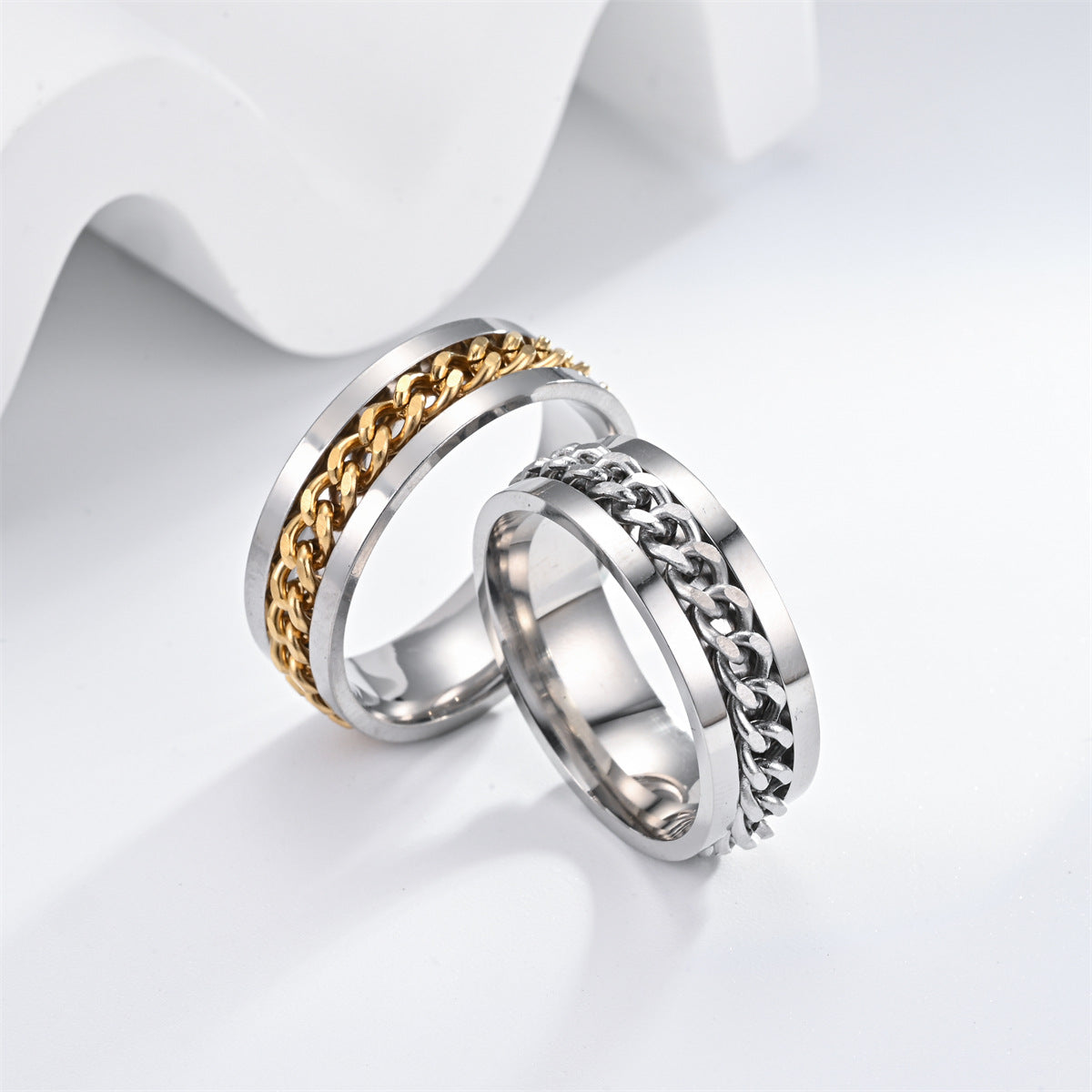 Men's Titanium Steel Rotating Chain Rotatable Decompression Rings