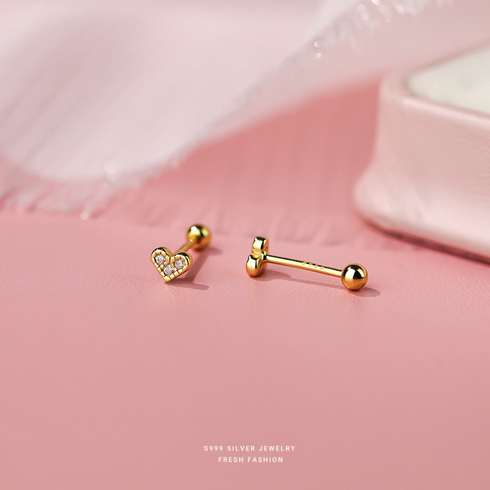 Sterling Sier Micro Inlaid Zircon Screw Female Earrings