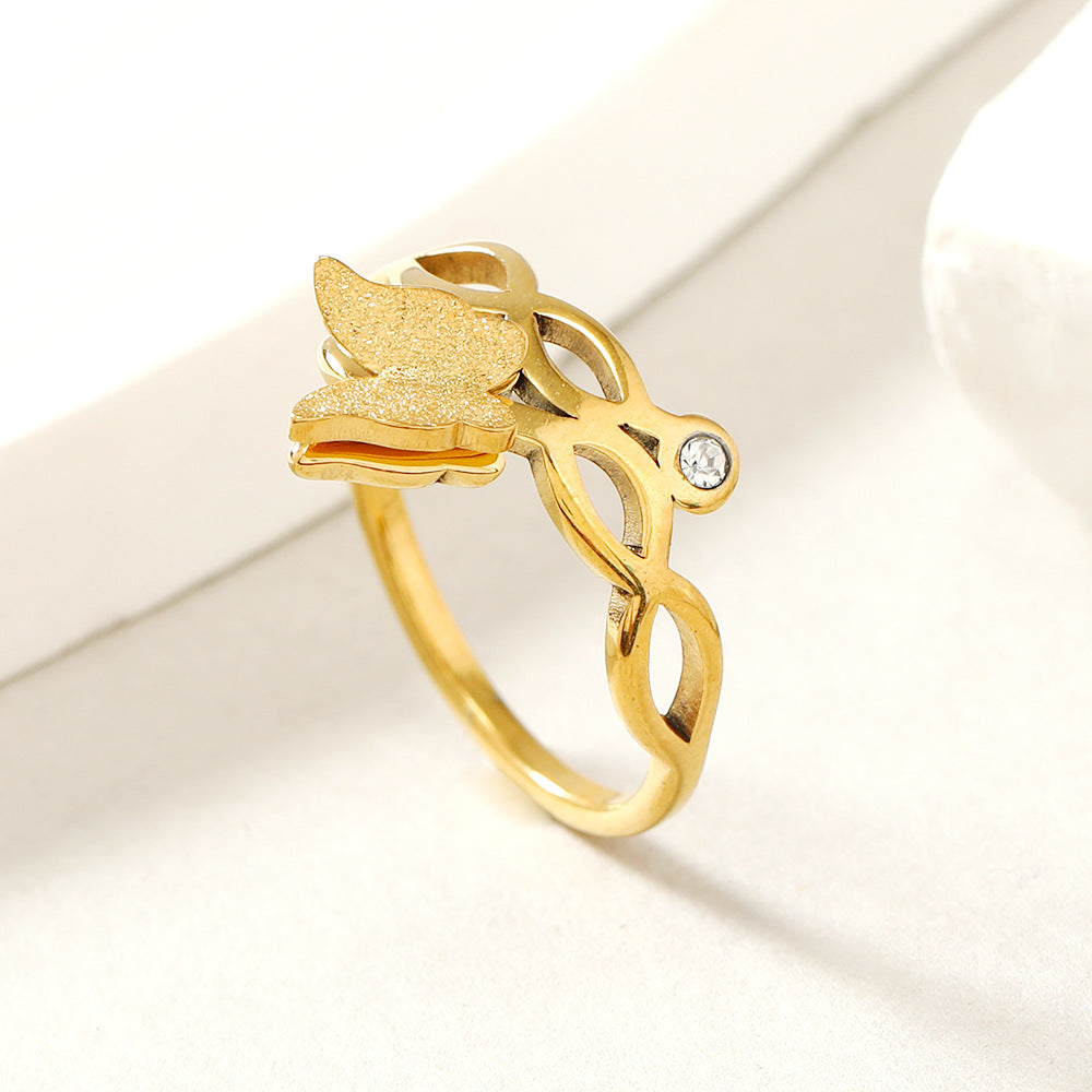 Stainless Steel Fashion Simple Butterfly Frosted Rings