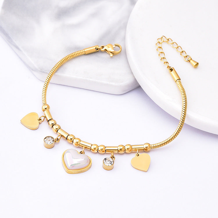 Geometric Heart Shape Shell Butterfly Five-pointed Star Titanium Bracelets