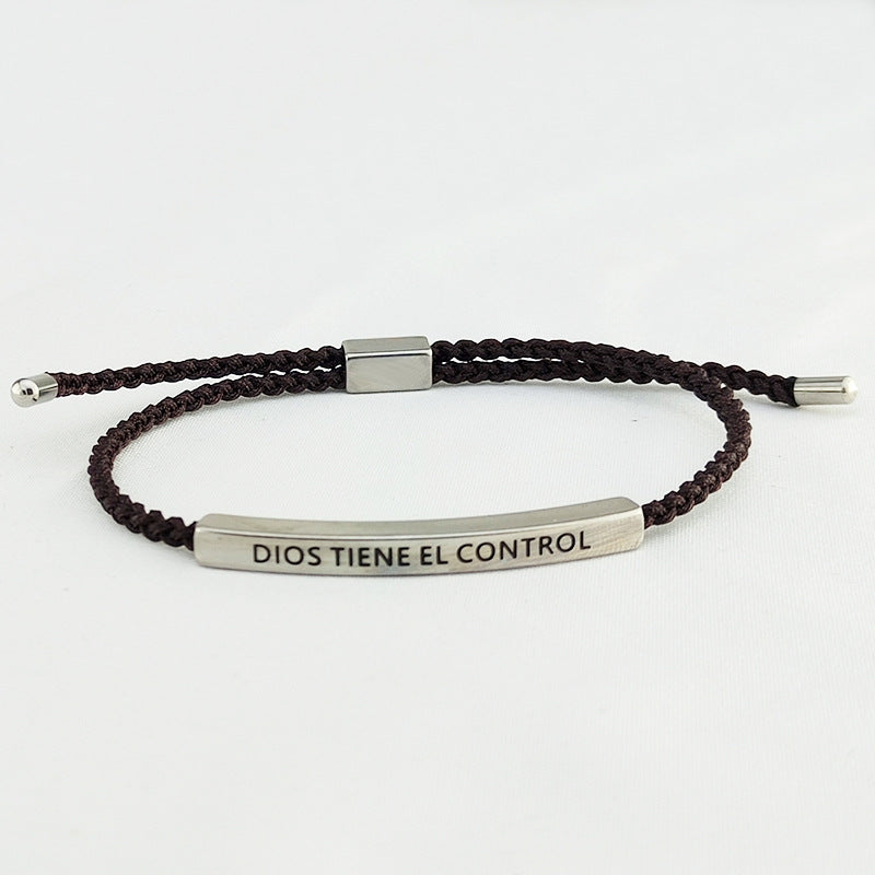 Stainless Steel Elbow Lettering Adjustable Length Letter Woven Bracelets