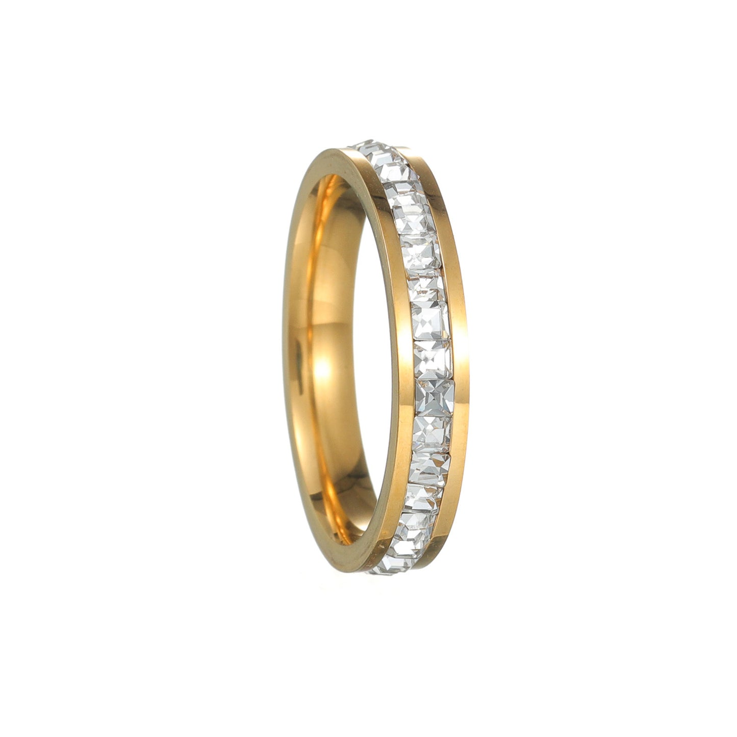 Square Diamond Zircon Titanium Steel Starry Rose Gold Popular Rings