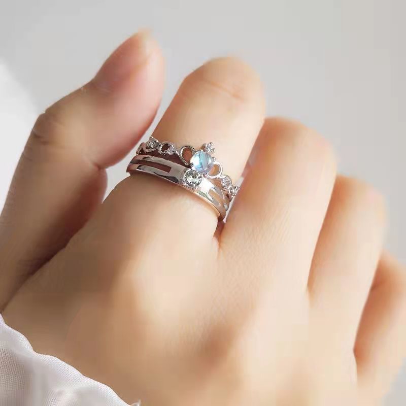 Women's & Men's Niche Couple Crown Lovers Trendy High Sense Ring