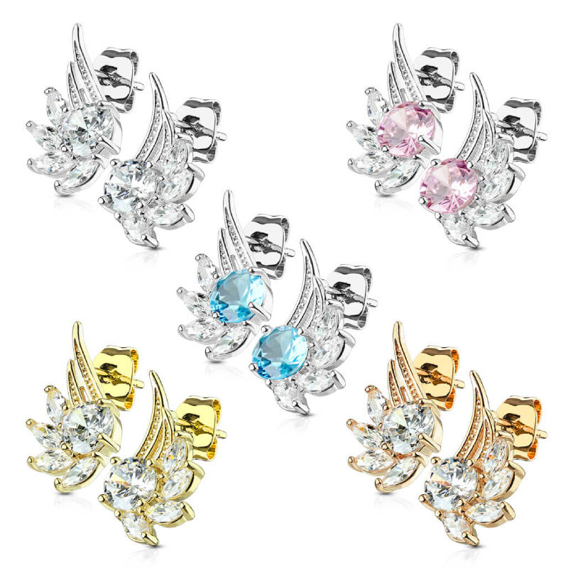 Flying Wings Fashion Sier Needle Temperament Earrings
